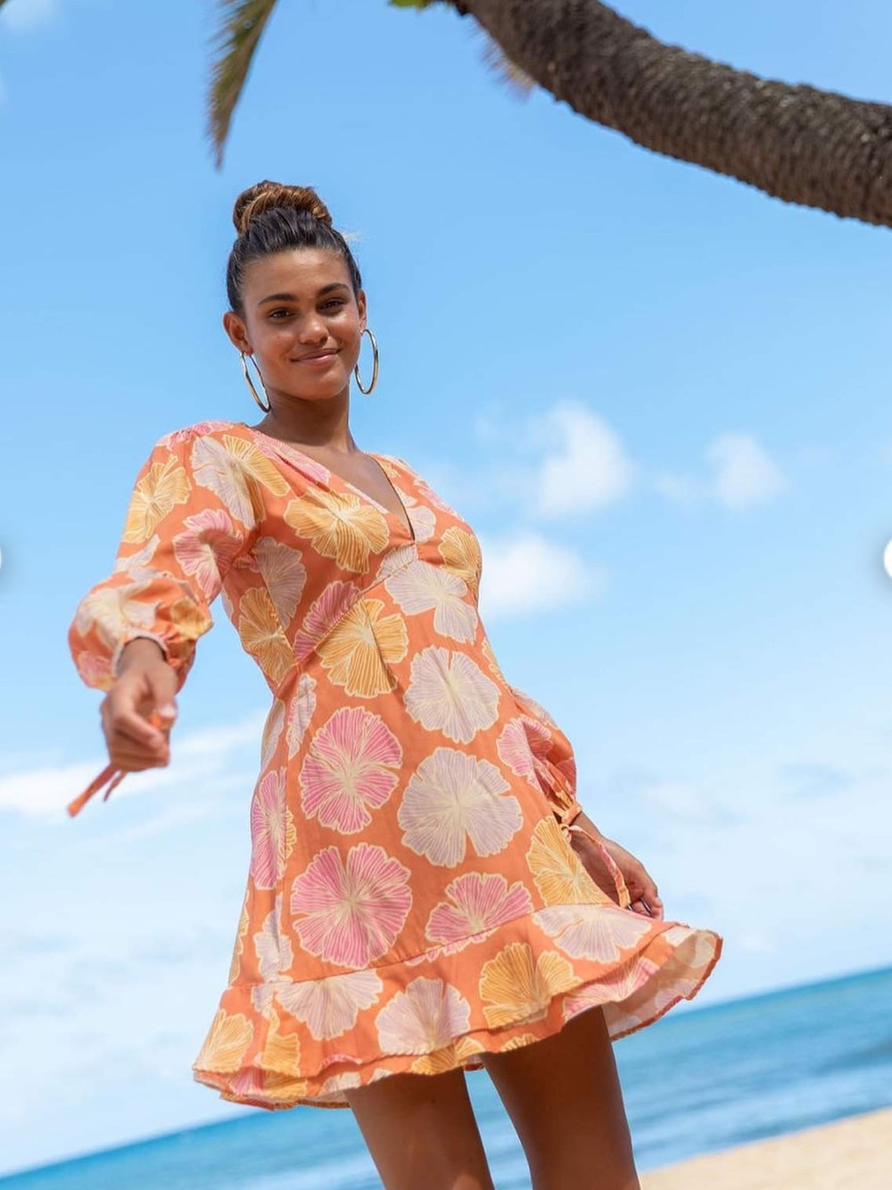 NWT YIREH x JANA LAM Aster Dress in Auburn Spice Orange Floral Mini Sz XL